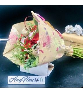 Bouquet Romantique Coloré avec roses gros boutons "Tutti-Frutti". AnyFleurs.fr