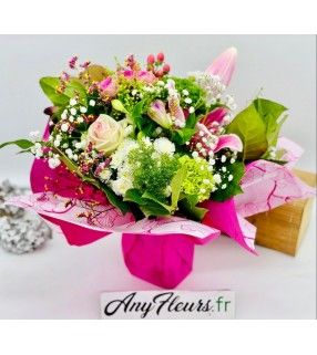 Bouquet Fête des Mamans Spécial 30 Mai teinte rose "Maman Chérie". Anyfleurs.fr