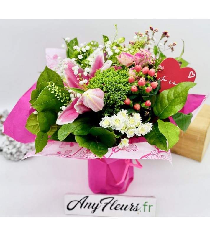 Bouquet Fête des Mamans Spécial 30 Mai teinte rose "Maman Chérie". Anyfleurs.fr Bouquet Fête des Mamans Spécial 30 Mai teinte rose "Maman Chérie". Anyfleurs.fr