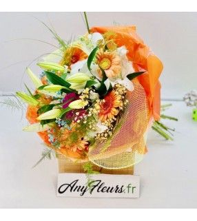 Bouquet de Fleurs Lumineux et coloré de forme ronde "Joyeux Coloré". AnyFleurs.fr