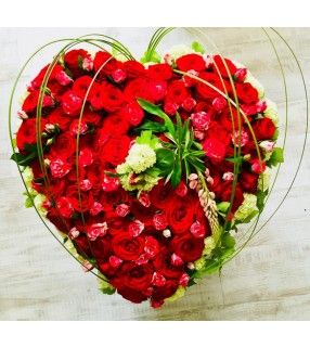 Coeur Roses Rouges " Pour Toujours Dans Mon Coeur". AnyFleurs.fr