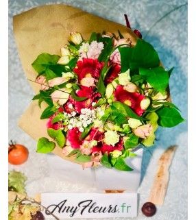 Bouquet de Fleurs Roses en camaïeu pétillant et généreux"Sérénité". AnyFleurs.fr