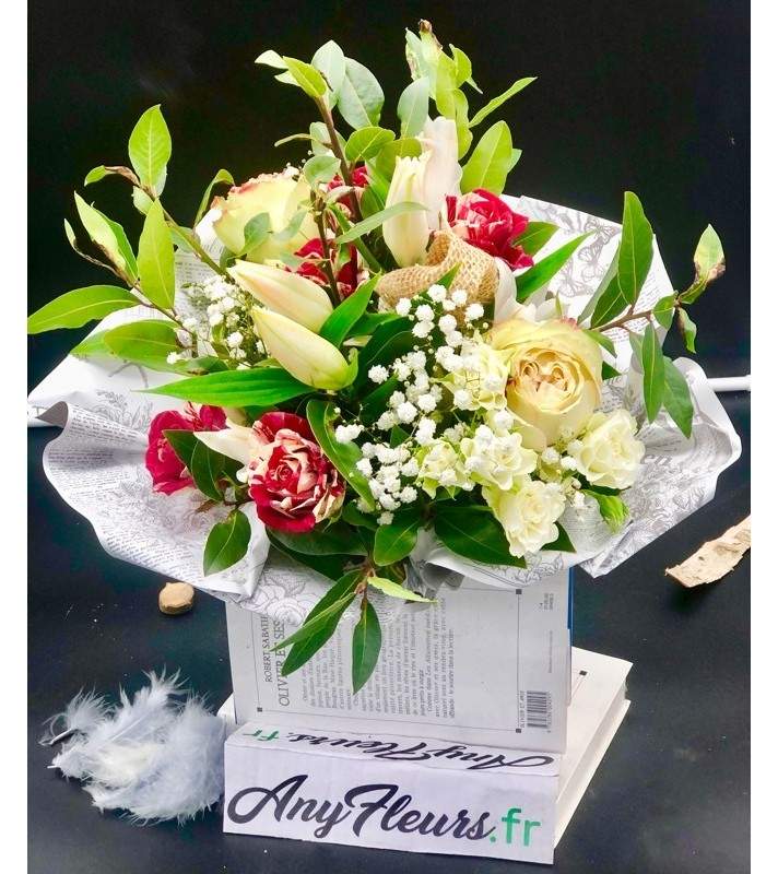 Bouquet de Fleurs Rouge Blanc à 39,50 € Any Fleurs