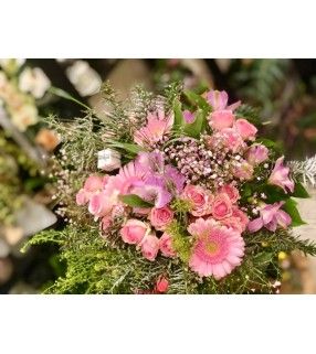 Bouquet Rose de Noël avec roses branchues"Douceur de Fêtes". AnyFleurs.fr