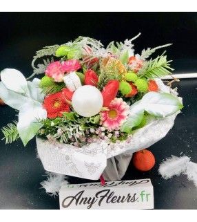 Bouquet de Fleurs Colorées avec roses branchues"Hiver Exotique". Anyfleurs.fr